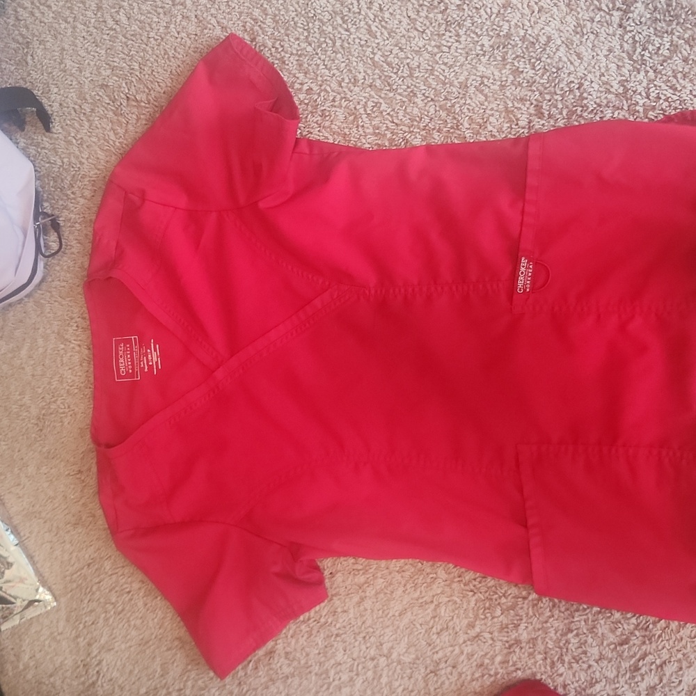 Red scrub top size small